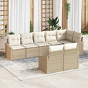 vidaXL Tuinbank Set met kussen 8 pcs Zwart en Wit poly rattan