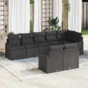 vidaXL Tuinbank Set met kussen 8 pcs Zwart en Wit poly rattan