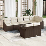 vidaXL Tuinbank Set met kussen 8 pcs Zwart en Wit poly rattan