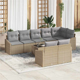 vidaXL Tuinbank Set met kussen 8 pcs Zwart en Wit poly rattan