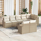 vidaXL Tuinbank Set met kussen 8 pcs Zwart en Wit poly rattan