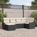 vidaXL Tuin Eettafel Set met kussen met opslag 6 pcs Zwart en Crème