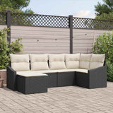vidaXL Tuin Eettafel Set met kussen met opslag 6 pcs Zwart en Crème