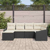 vidaXL Tuin Eettafel Set met kussen met opslag 6 pcs Zwart en Crème