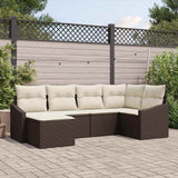 vidaXL Tuin Eettafel Set met kussen met opslag 6 pcs Zwart en Crème