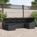 vidaXL Tuin Eettafel Set met kussen met opslag 6 pcs Zwart en Crème