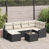 vidaXL Tuin Eettafel Set met kussen met opslag 6 pcs Zwart en Crème