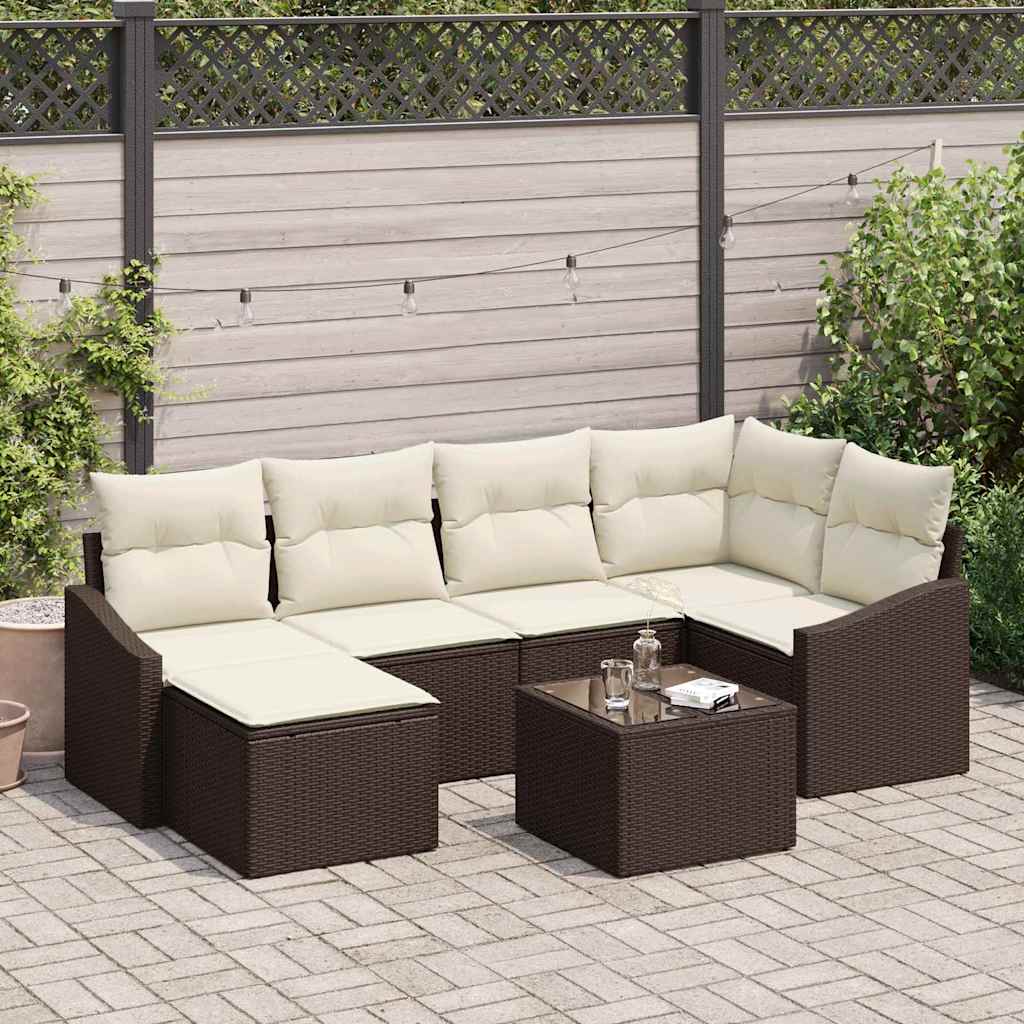vidaXL Tuin Eettafel Set met kussen met opslag 6 pcs Zwart en Crème