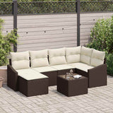 vidaXL Tuin Eettafel Set met kussen met opslag 6 pcs Zwart en Crème