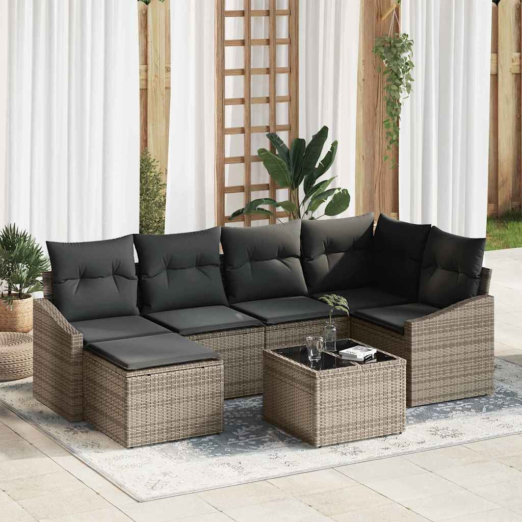 vidaXL Tuin Eettafel Set met kussen met opslag 6 pcs Zwart en Crème