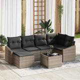 vidaXL Tuin Eettafel Set met kussen met opslag 6 pcs Zwart en Crème