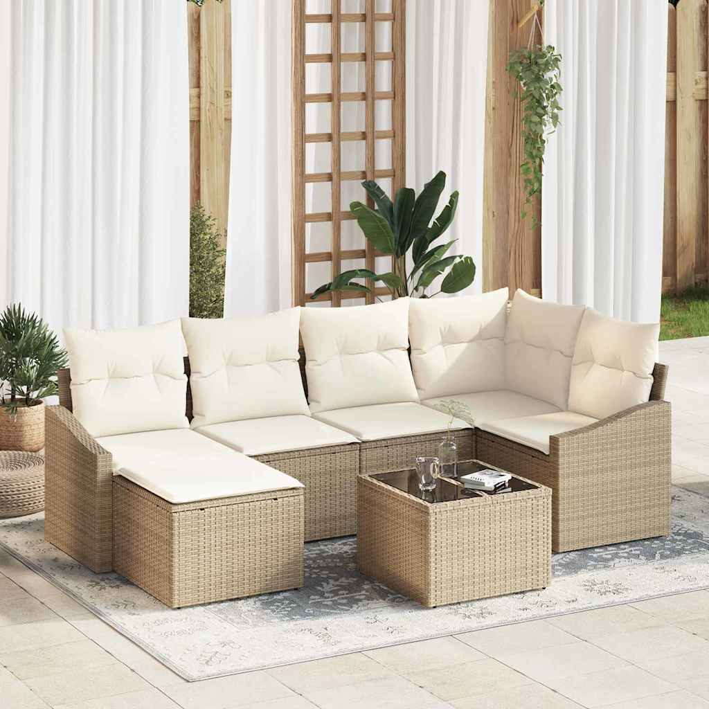 vidaXL Tuin Eettafel Set met kussen met opslag 6 pcs Zwart en Crème