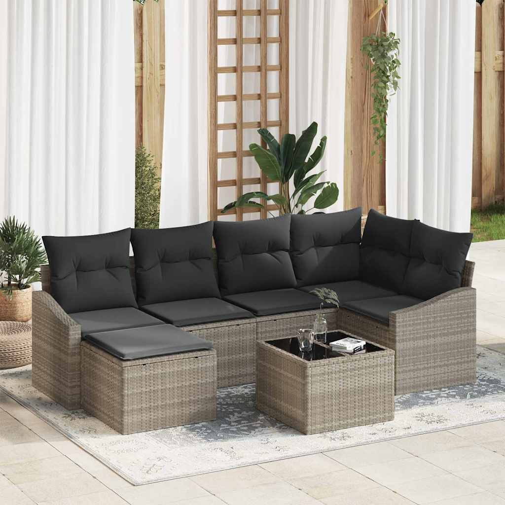 vidaXL Tuin Eettafel Set met kussen met opslag 6 pcs Zwart en Crème
