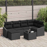 vidaXL Tuin Eettafel Set met kussen met opslag 6 pcs Zwart en Crème