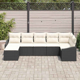vidaXL Tuinbank Set met kussen 7 pcs Zwart en Crème poly rattan