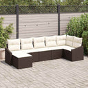 vidaXL Tuinbank Set met kussen 7 pcs Zwart en Crème poly rattan