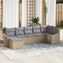 vidaXL Tuinbank Set met kussen 7 pcs Zwart en Crème poly rattan
