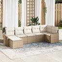 vidaXL Tuinbank Set met kussen 7 pcs Zwart en Crème poly rattan