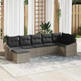 vidaXL Tuinbank Set met kussen 7 pcs Zwart en Crème poly rattan