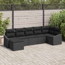 vidaXL Tuinbank Set met kussen 7 pcs Zwart en Crème poly rattan