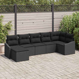 vidaXL Tuinbank Set met kussen 7 pcs Zwart en Crème poly rattan