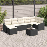 vidaXL Tuinbank Set met kussen 7 pcs Zwart en Crème poly rattan