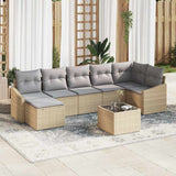 vidaXL Tuinbank Set met kussen 7 pcs Zwart en Crème poly rattan