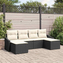 vidaXL Tuin Eettafel Set met kussen met opslag 6 pcs Zwart en Crème