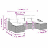 vidaXL Tuin Eettafel Set met kussen met opslag 6 pcs Zwart en Crème