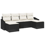 vidaXL Tuin Eettafel Set met kussen met opslag 6 pcs Zwart en Crème
