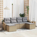 vidaXL Tuin Eettafel Set met kussen met opslag 6 pcs Zwart en Crème
