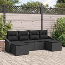 vidaXL Tuin Eettafel Set met kussen met opslag 6 pcs Zwart en Crème