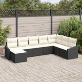 vidaXL Tuinbank Set met kussen 8 pcs Zwart en Crème poly rattan