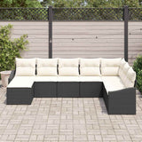 vidaXL Tuinbank Set met kussen 8 pcs Zwart en Crème poly rattan