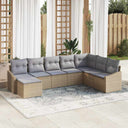 vidaXL Tuinbank Set met kussen 8 pcs Zwart en Crème poly rattan