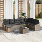 vidaXL Tuinbank Set met kussen 8 pcs Zwart en Crème poly rattan