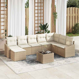vidaXL Tuinbank Set met kussen 8 pcs Zwart en Crème poly rattan