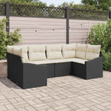 vidaXL Tuinbank Set met opslag 6 pcs Zwart en Crème poly rattan