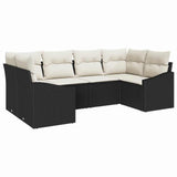 vidaXL Tuinbank Set met opslag 6 pcs Zwart en Crème poly rattan
