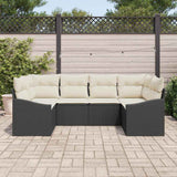 vidaXL Tuinbank Set met opslag 6 pcs Zwart en Crème poly rattan