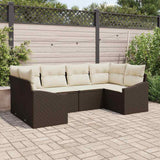 vidaXL Tuinbank Set met opslag 6 pcs Zwart en Crème poly rattan