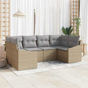 vidaXL Tuinbank Set met opslag 6 pcs Zwart en Crème poly rattan
