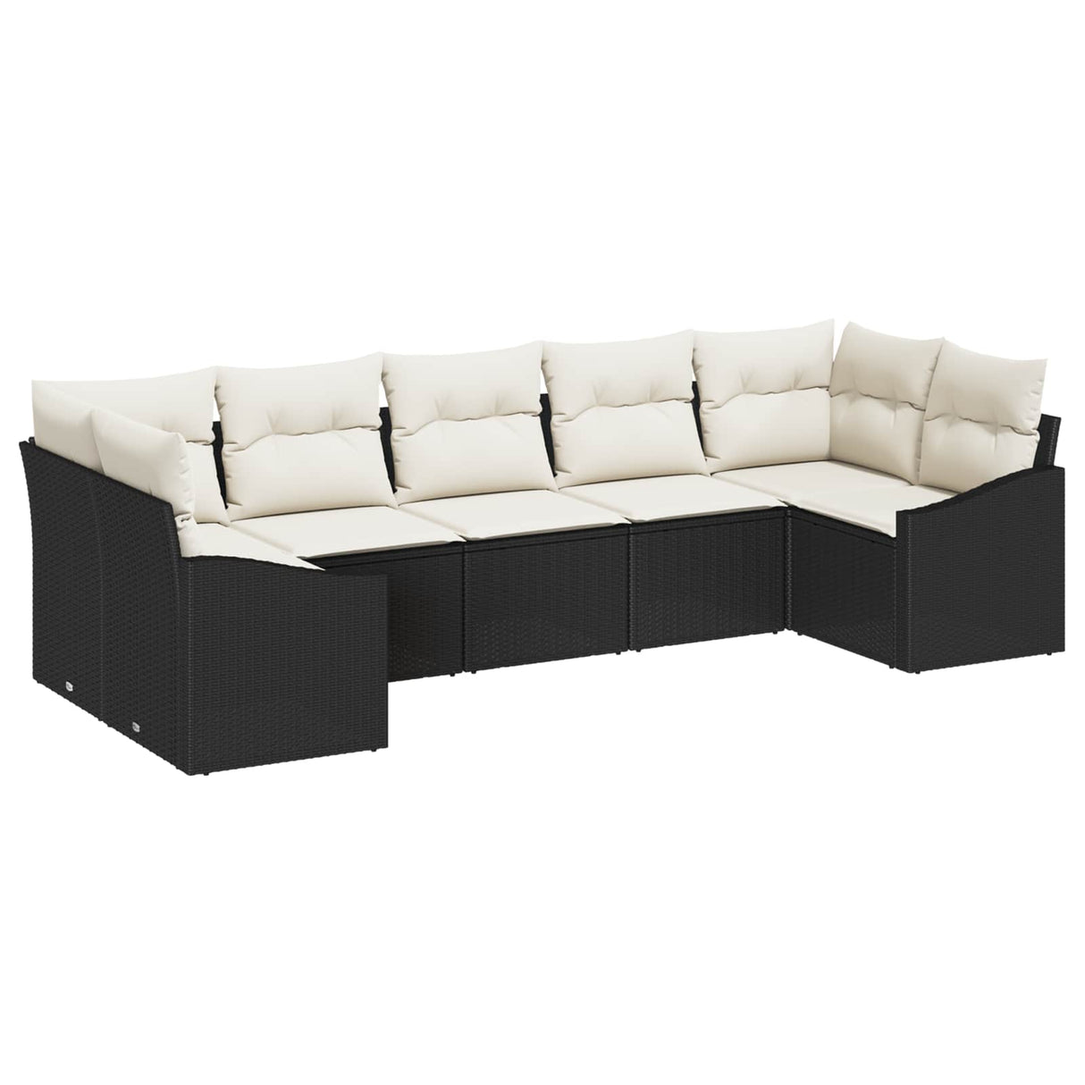 vidaXL Tuinbank Set met opslag 7 pcs Zwart en Crème poly rattan