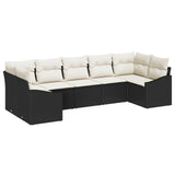 vidaXL Tuinbank Set met opslag 7 pcs Zwart en Crème poly rattan
