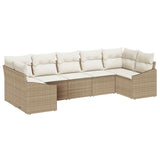 vidaXL Tuinbank Set met opslag 7 pcs Zwart en Crème poly rattan