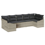 vidaXL Tuinbank Set met opslag 7 pcs Zwart en Crème poly rattan