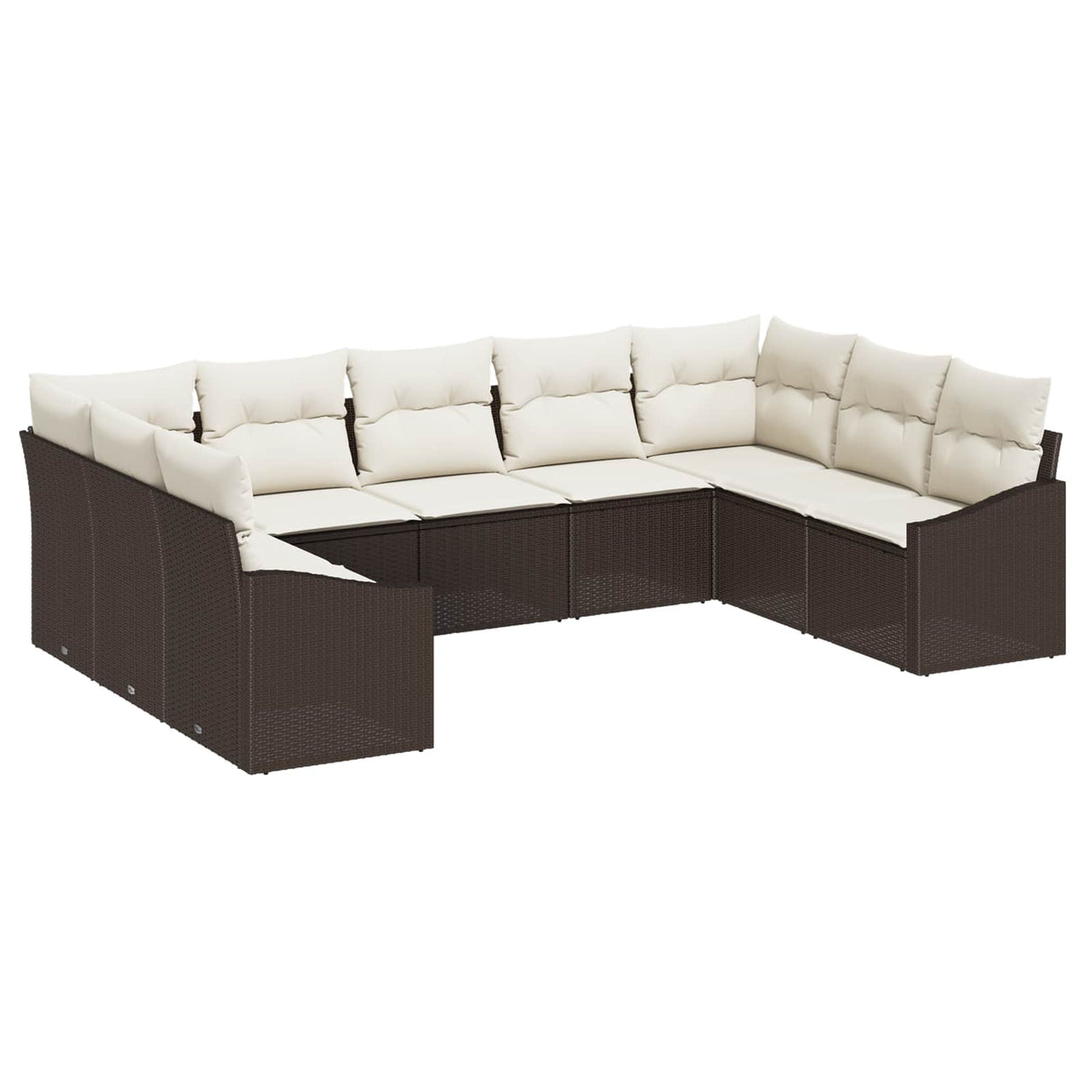 vidaXL Tuinbank Set met opslag 9 pcs Zwart en Crème poly rattan