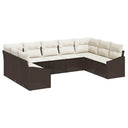 vidaXL Tuinbank Set met opslag 9 pcs Zwart en Crème poly rattan