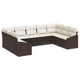 vidaXL Tuinbank Set met opslag 9 pcs Zwart en Crème poly rattan