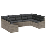 vidaXL Tuinbank Set met opslag 9 pcs Zwart en Crème poly rattan